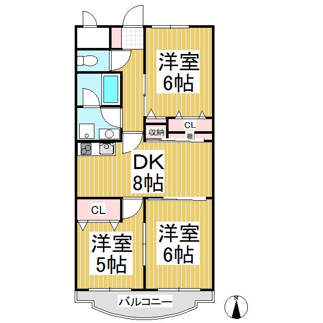 ボナール(3DK/2階)の間取り写真