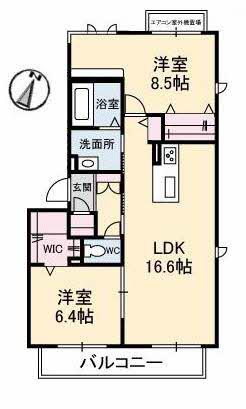 サマンサ(2LDK/2階)の間取り写真
