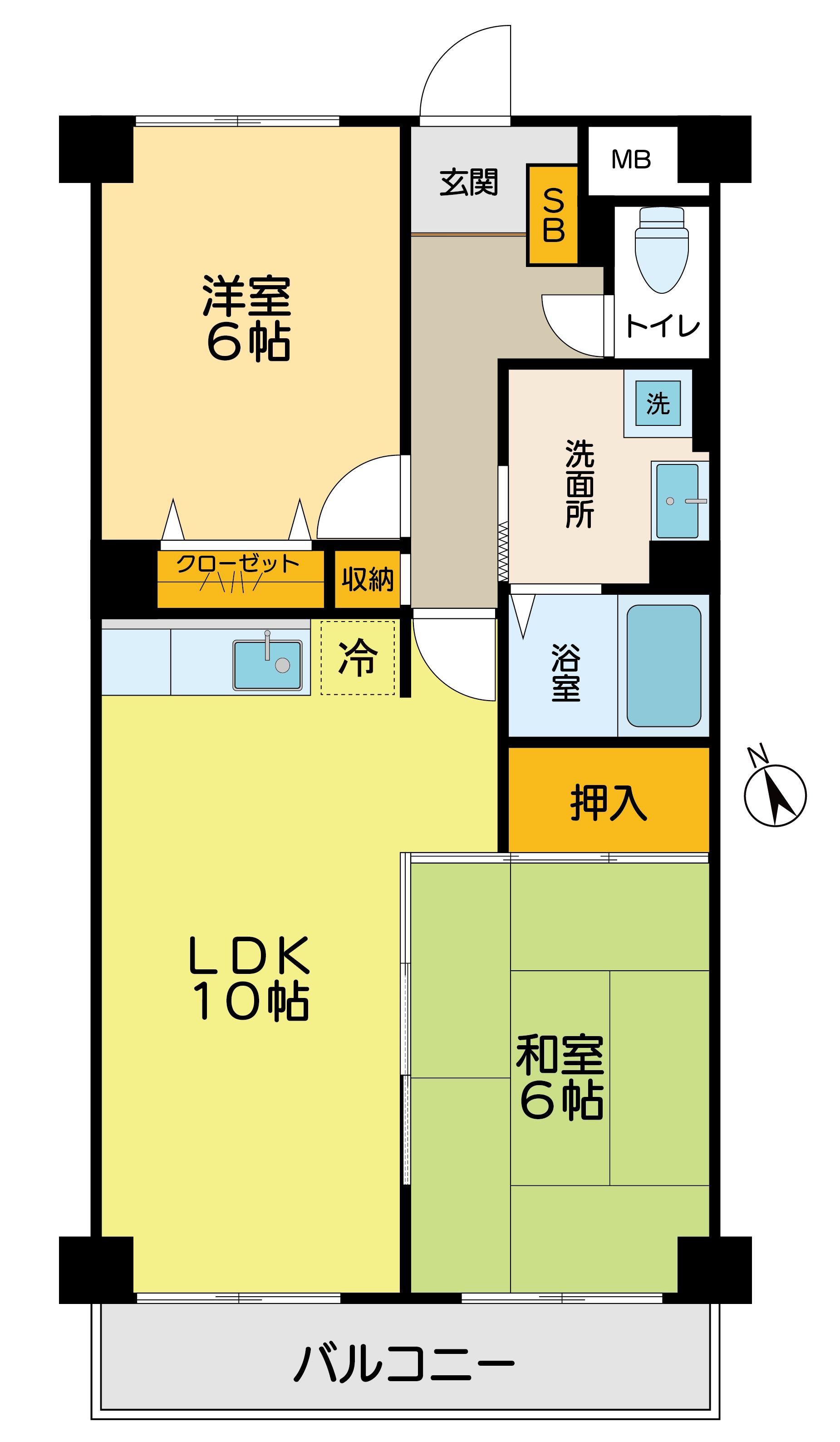 ソリドール立川(2LDK/4階)の間取り写真