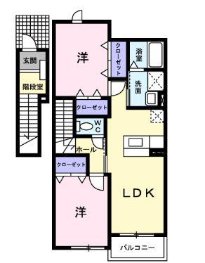 ディマンシュ.M A(2LDK/2階)の間取り写真