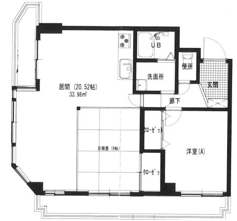 シャンポールミヤ(1LDK/4階)の間取り写真