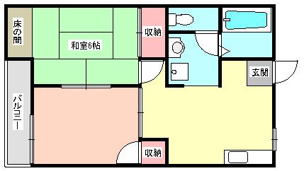 クレスト北松戸(2DK/1階)の間取り写真