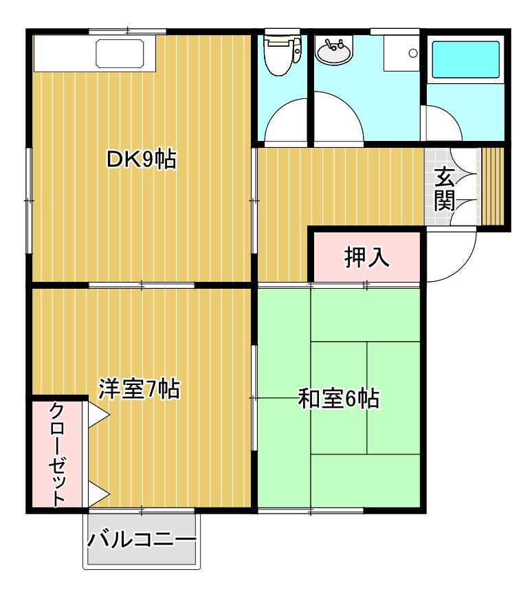 コーポさなえ(2DK/2階)の間取り写真