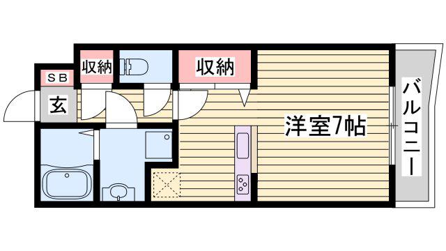 ハイトピア姫路(ワンルーム/3階)の間取り写真