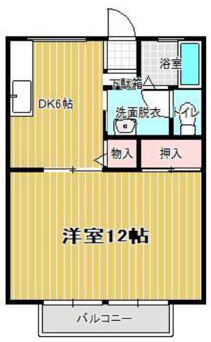 サンライフ中津B棟(1DK/2階)の間取り写真