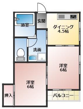 アベニュー迎町(1LDK/3階)の間取り写真
