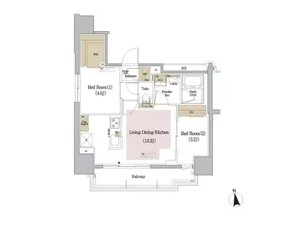 URBANEX新御徒町(2LDK/8階)の間取り写真