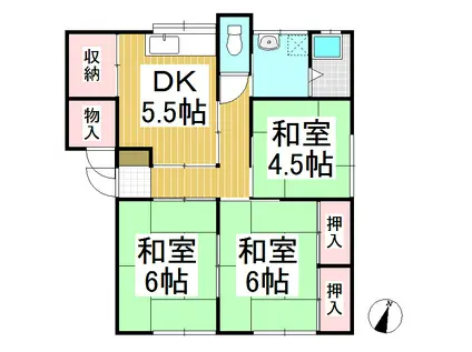 松代ハイツ(3DK/2階)の間取り写真