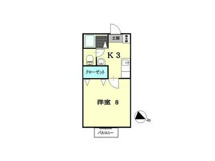 アリヴィオI番館(1K/1階)の間取り写真