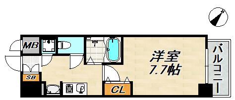 ステーションコートノース(1K/2階)の間取り写真