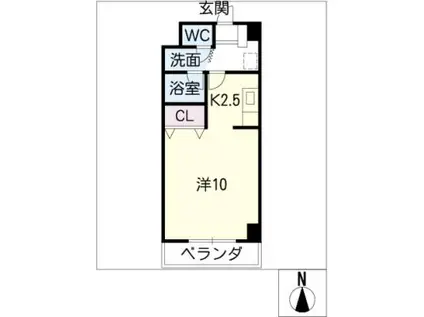 アヴェニューコート中野C棟(1K/2階)の間取り写真