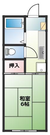 エルフィン1号棟(1K/1階)の間取り写真