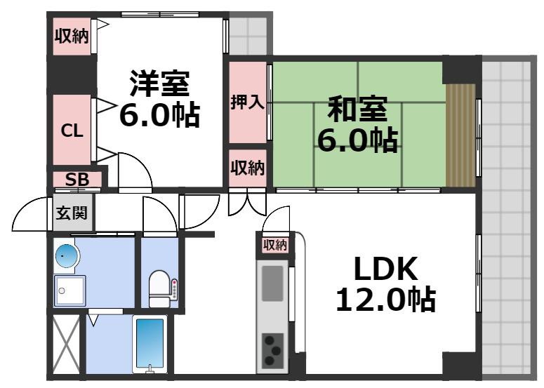 GATHERIA PACE(2LDK/5階)の間取り写真
