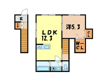 K・グランデ台新田(1LDK/2階)の間取り写真