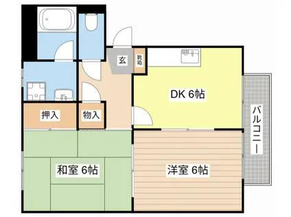 ブルータウン(2DK/2階)の間取り写真