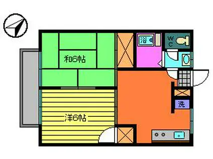 港南台ハイコーポ(2DK/1階)の間取り写真