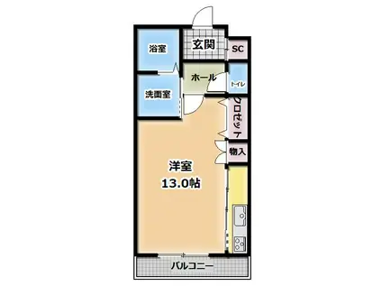 エスパース君ケ塚(ワンルーム/3階)の間取り写真