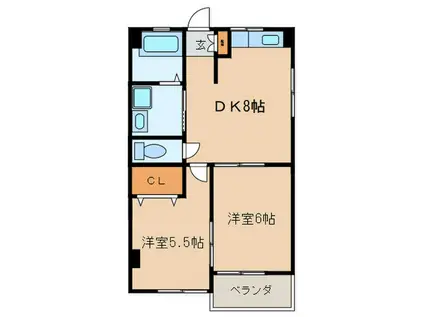 レジデンス岩島(2DK/5階)の間取り写真