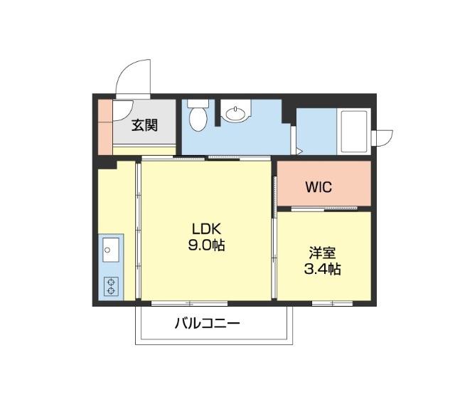 リヴェール紀三井寺(1LDK/2階)の間取り写真