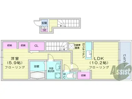 メゾン・未来(1LDK/2階)の間取り写真