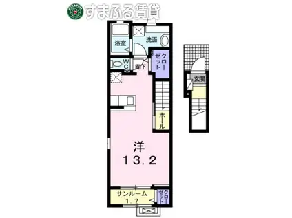 アイステージ テン(ワンルーム/2階)の間取り写真