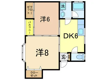 ミナミパレス(2DK/1階)の間取り写真