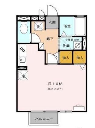 ファミールハイムC(ワンルーム/1階)の間取り写真
