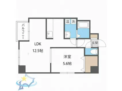オンズドール(1LDK/3階)の間取り写真