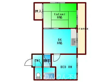 コスモスハイツ(2DK/3階)の間取り写真