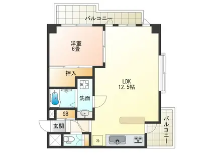 メロディハイム野田阪神(1LDK/6階)の間取り写真