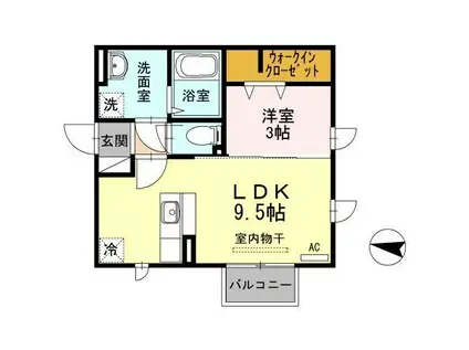 プラムコート木田B(1LDK/2階)の間取り写真