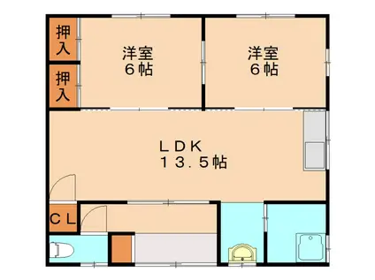 長者原東2丁目(2LDK/1階)の間取り写真