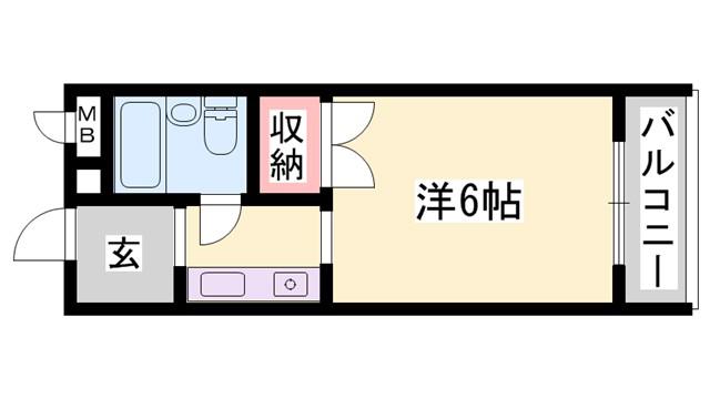 ジュネス書写(ワンルーム/2階)の間取り写真