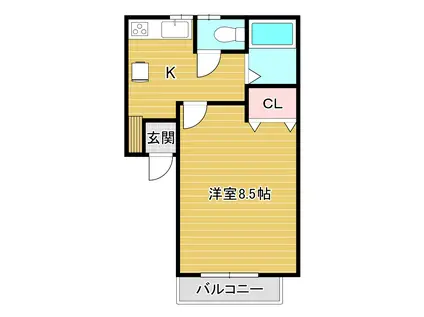 ファイブミニッツ(1K/1階)の間取り写真