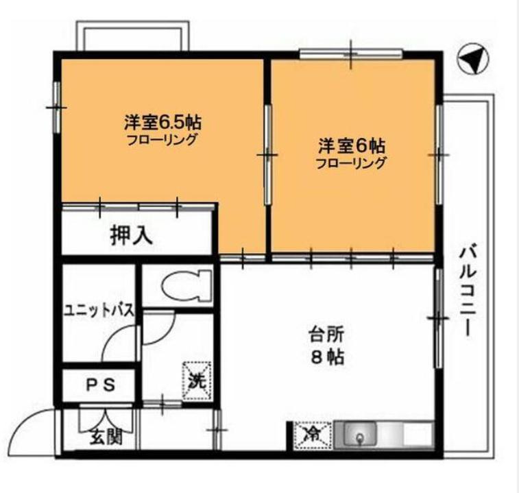 マンションストーク(2DK/6階)の間取り写真