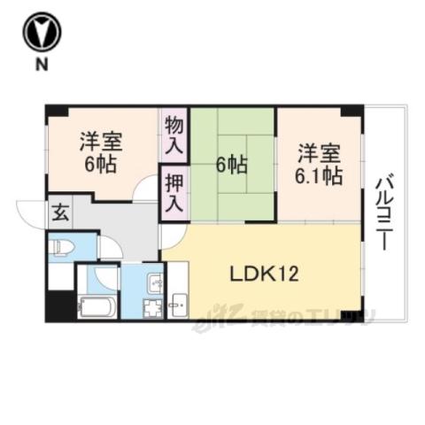フルール南鈴原(3LDK/3階)の間取り写真