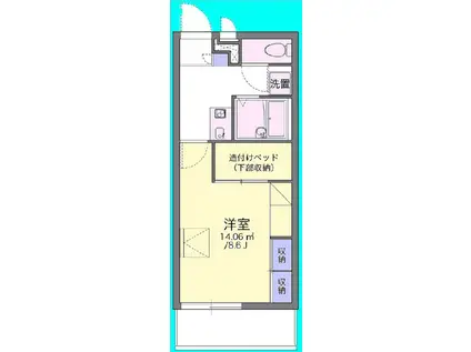 オアシス(1K/1階)の間取り写真