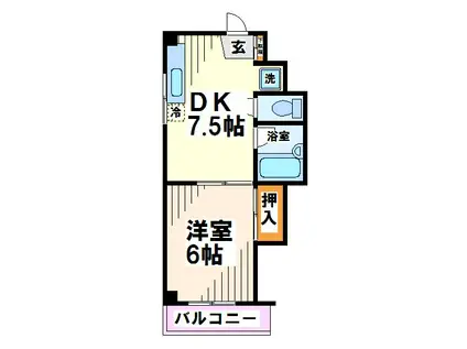 第2木村ビル(1DK/3階)の間取り写真