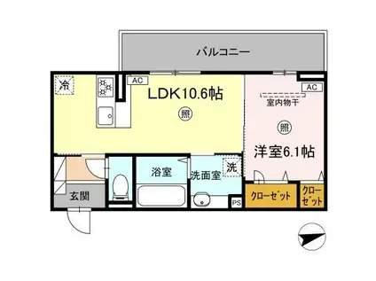 D-ROOM西区上代1丁目(1LDK/3階)の間取り写真