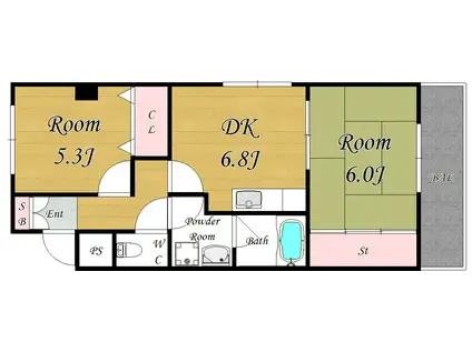 桜マンション(2DK/3階)の間取り写真