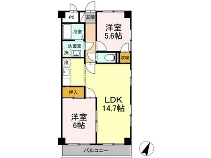 シティパル瑞江(2LDK/4階)の間取り写真