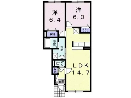 ヴィラ・チトセI(2LDK/1階)の間取り写真