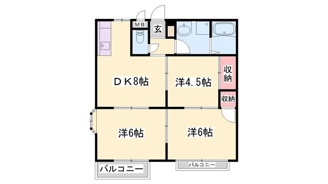 オアシスやまな(3DK/1階)の間取り写真