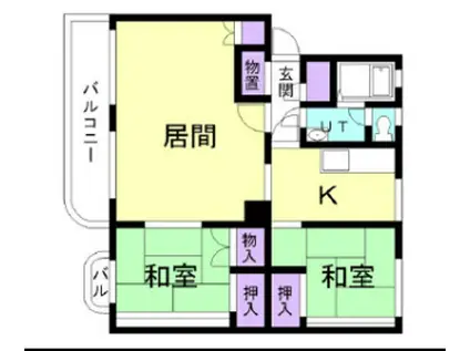 港北ハイツ2(2LDK/1階)の間取り写真