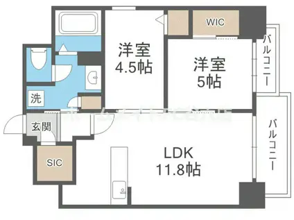 ルフォンプログレ新町(2LDK/2階)の間取り写真