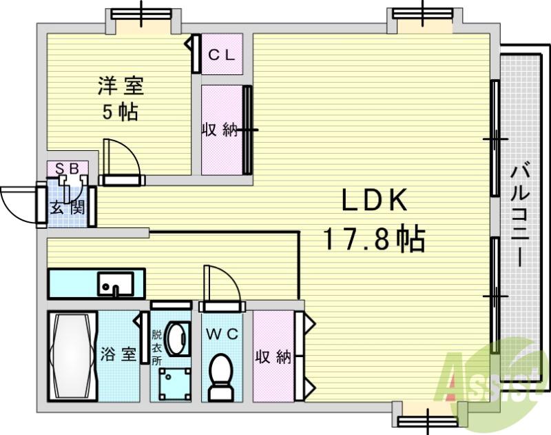 ラ・プラーニュ参番館(1LDK/2階)の間取り写真