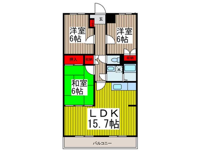 ボヌール21(3LDK/2階)の間取り写真