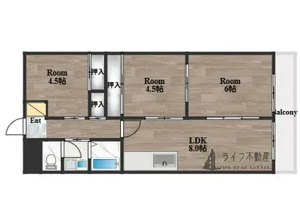 サンプラザ新石切(3LDK/3階)の間取り写真