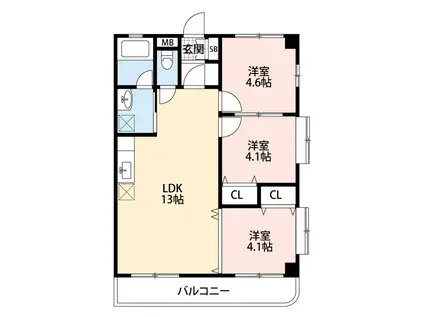 ジャンティ(3LDK/2階)の間取り写真