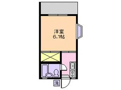 ハピネスハイム(1K/1階)の間取り写真